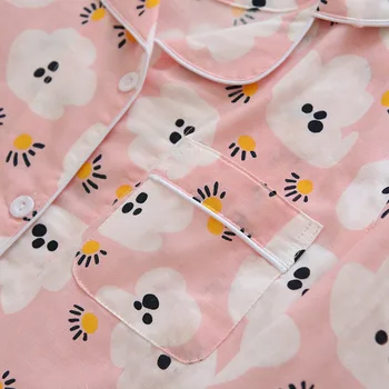 Сладки пижамные комплекти с анимационни принтом За жени марля памук с дълъг ръкав Ежедневни пижами Дамски пижами Femme Гореща Лятна разпродажба 2021