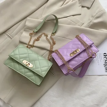 Луксозни чанти, дамски чанти-незабавни посланици дизайнерски дамски чанти са малки торбички bolsas Женствена чанта на верига през рамо с диамантена решетките Чанта през рамо
