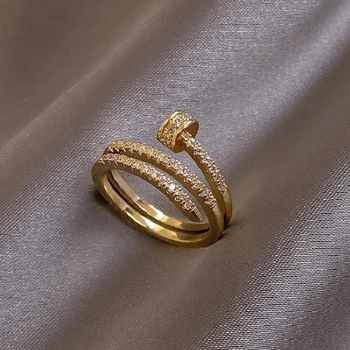 Прости Реколта пръстени с индивидуалността за жени Геометрично Медни пръстена Златен дупка Спирала Пръстени за ноктите на Показалеца Вечерни украса