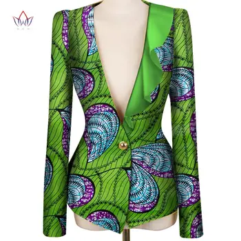 2022 Изработени по поръчка Африканска облекло за жени, Яке за жени, Дамски Палта Цветна Мода С дълъг ръкав, без яка WY3814