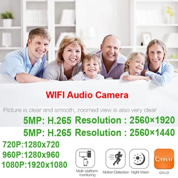 JIENUO Безжична 5-мегапикселова IP камера Аудио за Видеонаблюдение Водоустойчива Външна 1080 P видео Наблюдение с Висока Разделителна способност Onvif Wifi Домашна Камера