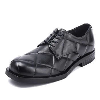 Оуен Сик Мъжки модельная обувки Луксозни обувки от волска кожа, за възрастни мъже Есен дантела Модната марка Обувки на плоска подметка Черни обувки