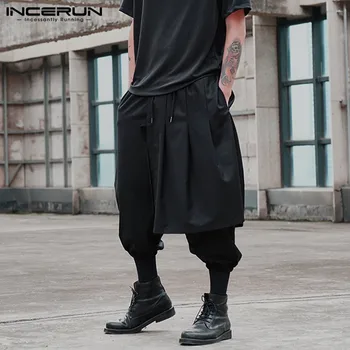 2021 Модни нередовни панталони INCERUN Мъжки обикновена зреещи в стил пънк с завязками за бягане, Мъжки Ежедневни свободни панталони S-5XL