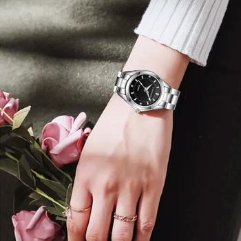 КРОНОС От неръждаема стомана Модерен дамски часовник Луксозни Водоустойчиви Дамски часовници Бизнес Часовници с кристали За жени за подарък