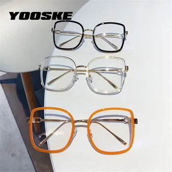 YOOSKE Извънгабаритни Квадратни Рамки за очила на Жените и Мъжете Реколта Рамки за късогледство Фалшиви Очила за дами с Оптични очила