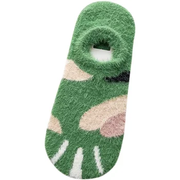 Нов Продукт Есенни и зимни чорапи от картун Дамски Чорапи с малките си уста Невидими нескользящие кадифе дебели токчета Топли чорапи с ниско деколте