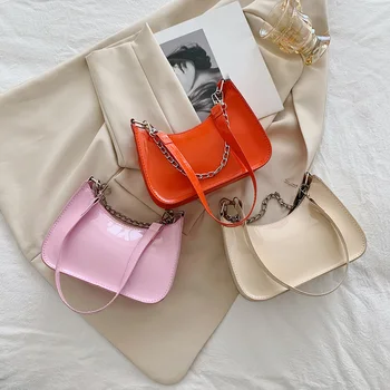 Модерна елегантна Дамска чанта за пазаруване в ретро стил Ежедневни дамски чанти на рамо Кожени обикновена чанта на верига за жени 2021 Нова