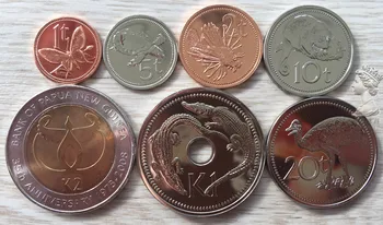 Папуа-Нова Гвинея 1995-2008 Пълен Набор От 7 Парчета, Истински Монети Истинска Оригиналната Монета