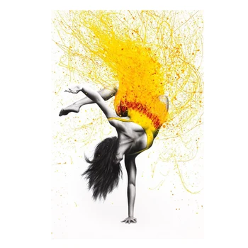 Момиче-балерина Абстрактни Графити Картини на стената на Художествени плакати и щампи на Цветни Танцуващи Жени Картини върху платно
