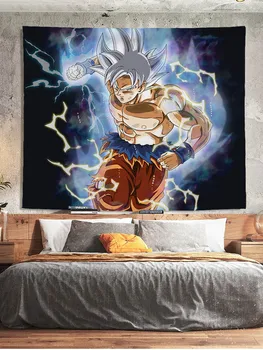 Карикатура Goku Одеяло, С Монтиран На Стената Небесен Гоблен Декорация На Дома, Хипи Стенни Килими Декор Хол Детска И Спалня Подарък
