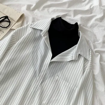 ZURICHHOUSE Шарени ризи Дамски Пролетно-лятна мода Фалшив от две части Лоскутная вязаная поло с дълъг ръкав Блузи и Топове