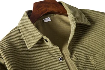 Класическа вельветовая риза с дълъг ръкав За мъже 2021 Нов Случайни сако копчета Мъжки Ризи с дълъг ръкав Топла риза Homme 3XL