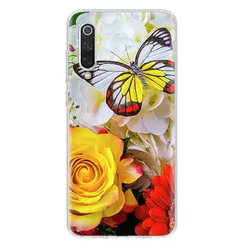 Пеперуда с бели рози цвете капак Калъф за телефон Xiaomi Poco X3 NFC M3 F3 F1 Mi 11 Lite Забележка 10 Pro 9 8 9 Тона 10 ТОНА CC9 A3 A2 A1
