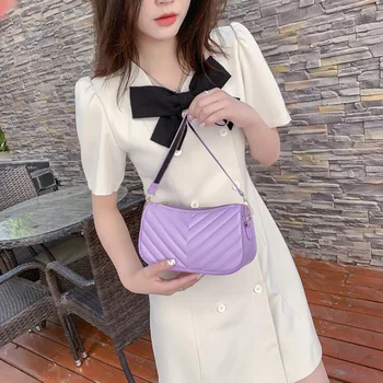 SWDF Чанта е Нова Модерна чанта за рамо с бродерия от изкуствена кожа Багетные чанти за жени, Малки чанти и портмонета Дамски Ежедневни чанта за ръце