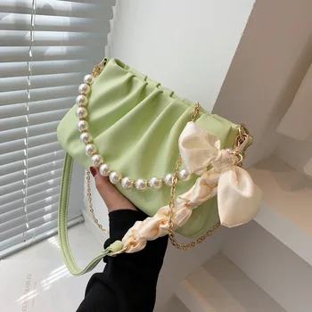 Нова текстурная перлена Дамска чанта Изкуствена кожа Корея Ежедневни Мътна чанта през рамо Чанта през рамо за жени Модерна чанта за мишниците на Жените