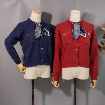 Colorfaith Новата дамска есенно-зимните пуловери 2021 г. Модни Елегантни Къси жилетки с копринен шал Реколта Върховете SWC3053JX