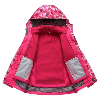 Водонепроницаемое топло Мозайка детско палто за катерене, якета за момчета и момичета, двуетажна детски връхни облекла, Детски дрехи за 110-160 см