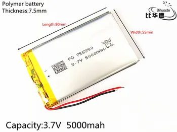 Безплатна доставка 755590 5000 mah Литиево-йонна батерия от 3.7 В само една Акумулаторна Литиево-Полимерна Резервната
