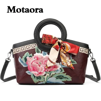 MOTAORA Дамски ретро чанта Дамски Чанти в китайски стил с Голям капацитет от изкуствена кожа с цветен модел Чанта за телефон Дамски универсална мека чанта за рамо