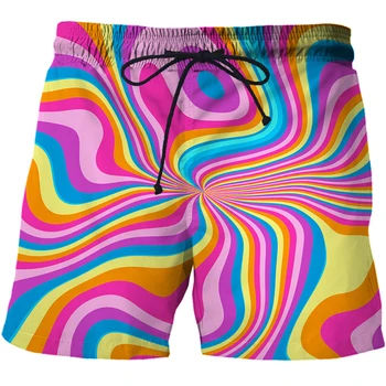 2021 Летни мъжки къси панталони 3d Страхотен вихър с принтом Ежедневни плажни шорти за плуване Модни шорти за бански костюми Негабаритная мъжки дрехи
