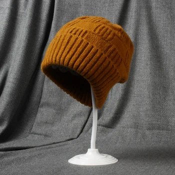 VISROVER 15 цветни ивици в клетката акрилна дамска зимна шапка плътен цвят унисекс есенни шапки топла мека шапка с черепи на едро