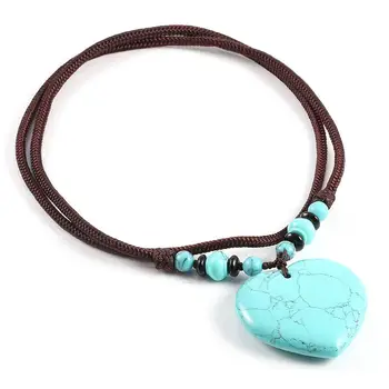 Висулка с естествен Камък, обикновено под Формата на Сърце Син Пясък/Индийски Агата Окачване с веригата За Шарма Бижута Исцеляющий подарък