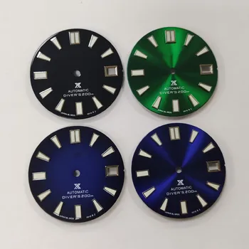Механични часовници аксесоари за гмуркане черен циферблат син за SBDX Skx007/009 Черепашье на иглата 62 мм циферблат 28,5 мм е подходящ за механизъм NH35