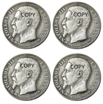Франция Комплект(1853-1863A)4шт 2 Франка със сребърно покритие копирни монети