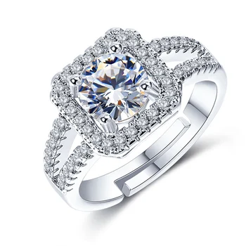 Модно годежен пръстен с кристали за жени, Изискани Просто квадратно Златен пръстен с Цирконий, който отваря Пръстени 2021 Г., Сватбена тенденция, Дамски бижута