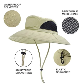 UPF50+ Унисекс UV-защита на Твърда Дишаща Регулируема Риболовна Найлонова Шапка водоустойчива Рибарска шапка Външна солнцезащитная шапка