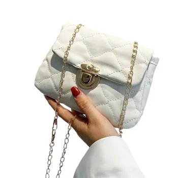 Дамска чанта-франзела Lingge Верига Чанти-незабавни посланици Луксозен Моден Стил Крос-боди Изкуствена кожа Ежедневни обикновена чанта през рамо за жени