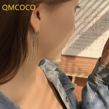QMCOCO 925 Сребърни Обици във формата на сърце с пискюли Японски Корейски мода Темперамент Сладка Светлина Луксозни Дамски аксесоари за уши