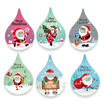 Сладки Капки Вода С Коледа Етикети Дядо Коледа С Маска За Лице Оборудване Запечатване Етикет За Коледа На Празнични Партита Подарък Декор