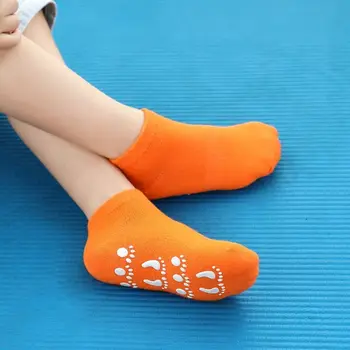 Топли памучни детски чорапи Есен Зима Детски чорапи конфетного цвят За момчета и момичета, Подови облекло Мини чорапи гумени подметки
