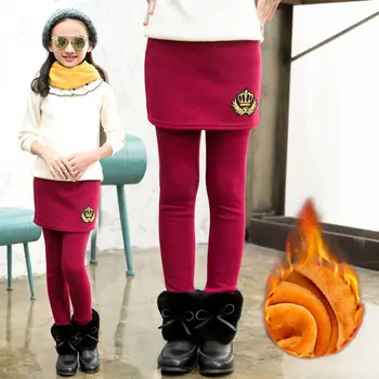 Новата есенно-зимна Класическа Детска пола-панталони за момичета с утолщением, Модни апликации, Стил, Дълги гамаши, Панталони за деца от 2 до 12 години