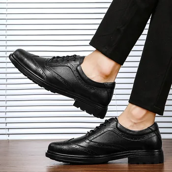 класически мъжки модел обувки от естествена кожа, Мъжки обувки дантела Дишаща мъжка бизнес обувки Модерен Zapatos De Hombre голям размер 48