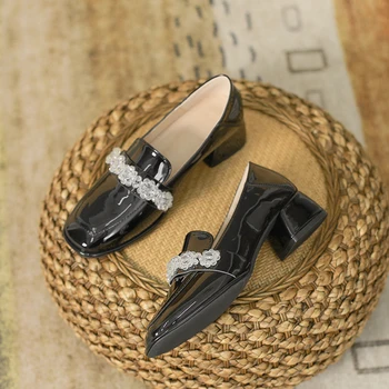 Обувки Дамски Есен класически Мокасини на равна подметка Ежедневни Ретро Британски стил Дизайнерски кожени дамски обувки за момичета За жени 2021