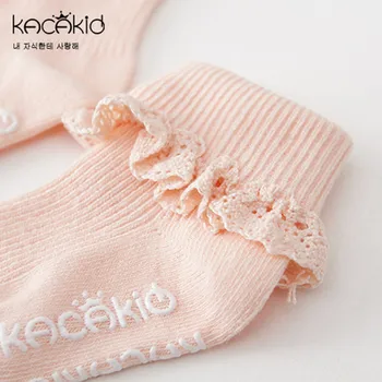 Kacakid 10 чифта/компл. Чорапи памук за новородени Дантелени за лятото, пролетта пол Детски чорапи за новородени Чорапи за продажба на глезените