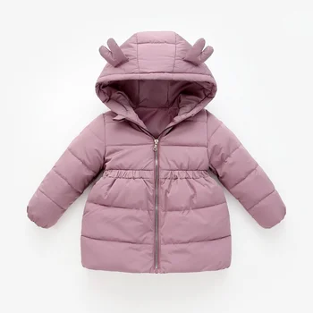 Горна дреха с качулка за деца от 3-7 години, зимни дрехи за момичета, naka яке с памучна подплата, палта, сгъстено топло яке