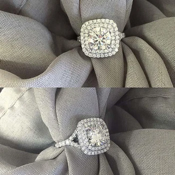 Huitan Класически годежни пръстени Дамски Луксозни Сребърни Цветове Кубичен Цирконий Кристалното Пръстен Елегантни дамски Аксесоари, Сватбени декорации