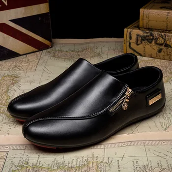 Men Formal Shoes Business Casual Leather Shoes Plus Velvet Warm Мързел Peas Мъжки Обувки кожени обувки 2021