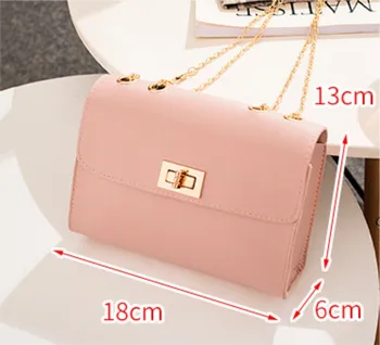 Модерни и семпли дамски чанти Нова Модерна чанта за рамо с дивата веригата Чанта-месинджър ПУ Однотонная Малка квадратна чанта