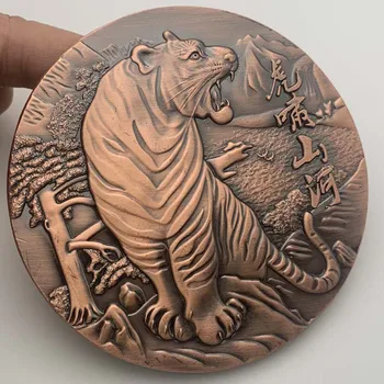 Възпоменателна монета на Зодиака Тигър Китайски Талисман Релеф на Зодиака Червена Мед Монети Традиционната Култура колекционерска стойност