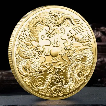 1бр Чуждестранна Антични Възпоменателна Златна монета Ssangyong Креативна Стара Златна монета на Златния Дракон Златна Сребърна монета Медал Военна икона на САЩ