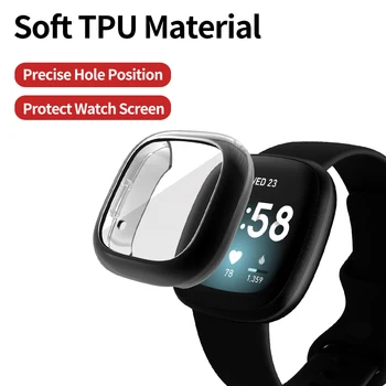 Мека капачка TPU за Fitbit Sense Калъф за часа Протектор на Екрана Броня за Versa 3 Устойчиво на надраскване обвивка на белите Дробове аксесоари