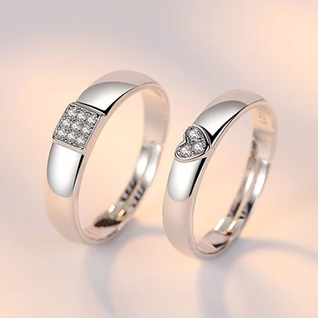 Класически двойка пръстени за мъже и жени CZ Камък Модерни Сватбени пръстени за влюбени Бижута Романтичен Подарък за Свети Валентин 