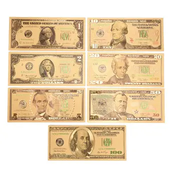 7 Бр./Лот Златно покритие на Долара на САЩ Фалшиви банкноти Банкноти Занаяти За Събиране на Домашен интериор