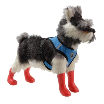 Домашен любимец Есен-Зима на Топло Защитни средства за краката на Кучето Дъждовна обувки 4 бр./компл. Преносима устойчива на плъзгане Водоустойчив обувки за кучета Гумени кратки дъждовни обувки