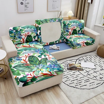 Еластичен Калъф за възглавници на дивана с флорални принтом, Гъвкави калъфи за дивани, Калъфи за всекидневната, Калъф за ъглов диван, Калъф за секционна столове