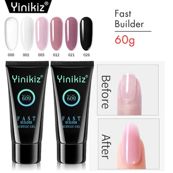 Yinikiz 6 цвята Акрилни Поли Гел За Изграждане на Нокти Бързо UV-Гел За Удължаване на Нокти, Маникюр 60 мл Гел-лак За Нокти Лак
